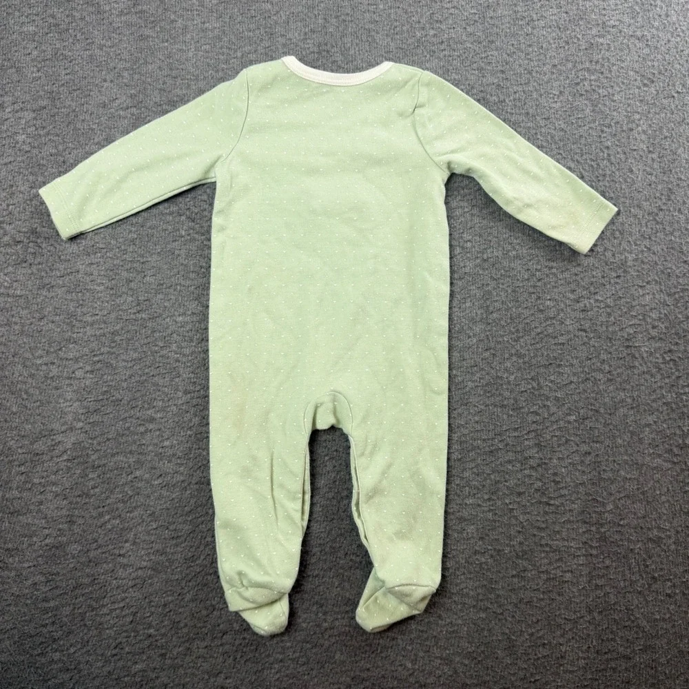 Sterling Baby Footed Sleeper Baby 9M Green Lion Embroidered Heart Print‎ Pajamas